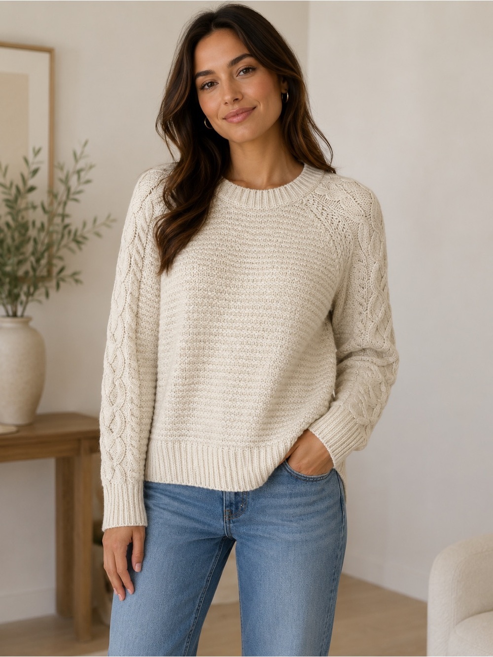 Zara cream cable knit sweater